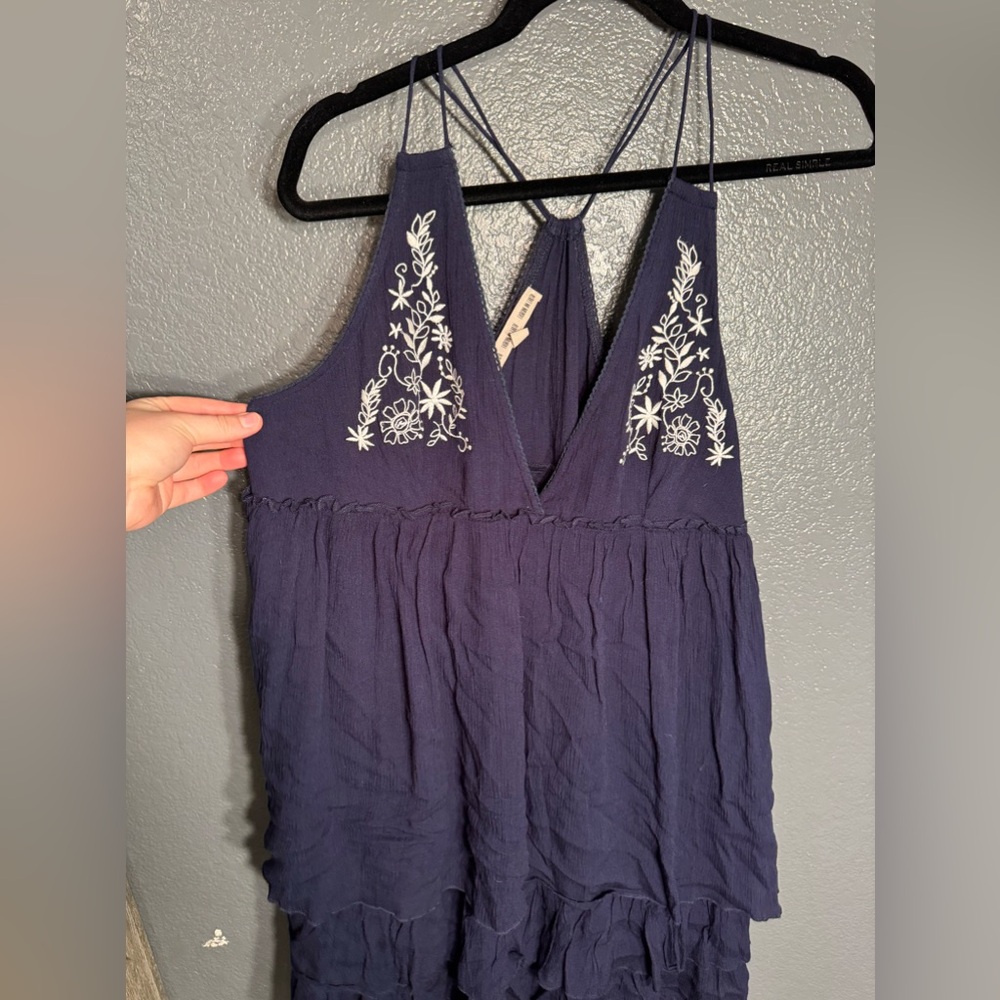 Navy Blue Sz Large Embroidered Women's Dress